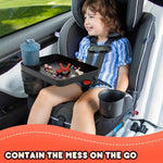 SEVEN SPARTA Car Seat Tray for Kids Toddler Travel with Soft Rubber Base | 360° Rotatable and Removable Cup Holder Snack Tray for Food Color and Play for Family Road Trip Essentials, 1, Standard Base