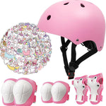 Kids Bike Helmet Set, CPSC Certified, Adjustable Black Helmet, Knee Elbow Wrist Pads Guards, Toddler Head Protection