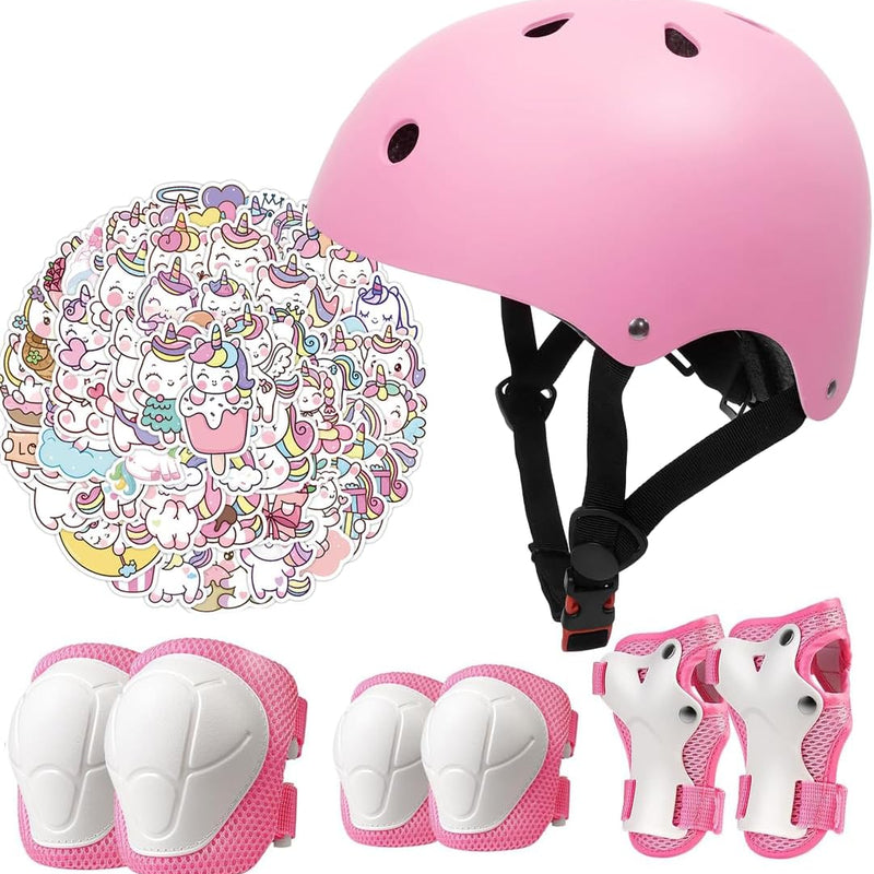 Kids Bike Helmet Set, CPSC Certified, Adjustable Black Helmet, Knee Elbow Wrist Pads Guards, Toddler Head Protection