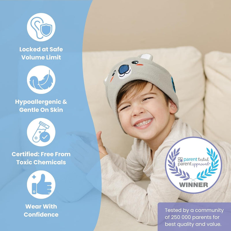 3.0 - Original Toddler Headphones, Kids Headband Headphones - Bluetooth Wireless Headband - Comfortable Headphones for Plane - Safe Volume Limit - Adjustable, Travel, School, and Sleep (Finny)