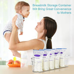 Vtopmart 4Pcs Clear Breastmilk Storage Bags Container in Freezer Fridge | BPA-free Plastic Storage Bins, For Breast Milk Baby Pouches Formula Bottles and Yogurts, In Freezer Fridge and Pantry