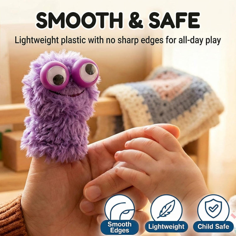 3 Otters Multicolor Googly Eye Finger Puppets Rings for Kids, Safe Non-Toxic Plastic Trinkets, Ideal Party Favors, School Prizes, and Goodie Bag Stuffers for Creative Play.