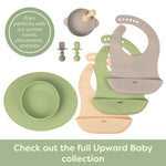 Self-Feeding Spoon - Anti Choke Barrier - Silicone Baby Spoons Toddler Utensils for Home & Travel, Textured Tips Massage Gums & Baby-Led Weaning (Blue/Gray/Mint)