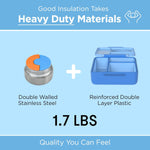 OmieBox Bento Box for Kids - Insulated Bento Lunch Box with Leak Proof Vacuum Insulated Food Jar - 3 Compartments, Two Temperature Zones (Blue Sky)