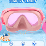 Kids Swim Goggles with Fabric Strap for Kids 3-15, Leak Proof Swimming Goggles Nose Cover 180° Clear View