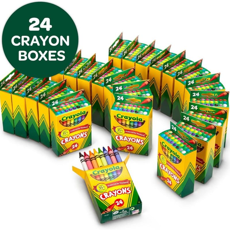 Crayola Crayon Packs in 24 Vibrant Colors, Perfect for Preschool Classroom Supplies and Arts & Crafts Projects