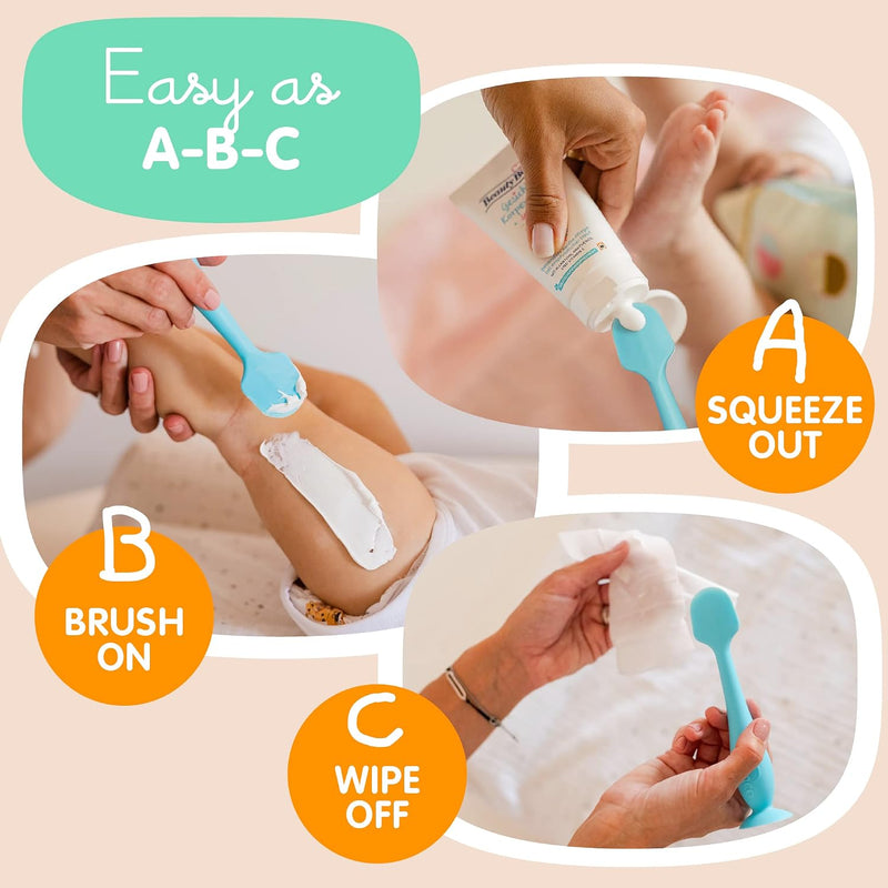 Bumco Baby Bum Brush - Flexible Diaper Cream Spatula Applicator (Blue) | BPA-Free Diaper bag essentials. Mom-invented butt paste spatula and diaper rash cream applicator. Soft, wipe-clean silicone.