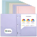 GNL Plastic Folders with Pockets and Prong, Pack of 5, Muted Pastel Colors, Heavy Duty 2 Pocket File Folders Letter Size, Folders with Prongs for School, Home, and Office