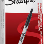 Sharpie Retractable Permanent Markers, Fine Tip, Black, 12 Count - Desk, Classroom, Office Supplies