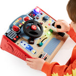 TOP BRIGHT Montessori Busy Board with LED Light, Sensory Toys for 3-5 Year Old Boys
