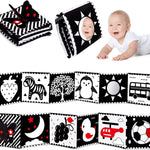 Black and White High Contrast Toys for Baby 0-3 3-6 months Infant Tummy Time Soft Crinkle Book Mirror Sensory Toys 0 2 4 5 6 Month Old Babies Boy Gril Newborn Development Christmas Stocking Stuffer