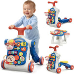 HYES 5 in 1 Baby Push Walker for Baby Boy, Blue | Activity Center Learning to Walk, Sit to Stand, Early Learning Push Toys for Infant, Walking Toys Gift for Toddler Boys