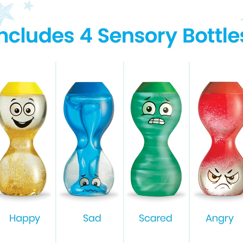 hand2mind Express Your Feelings Sensory Bottles-Primary Emotions, Quiet Toddler Fidgets for Classroom, Calm Down Corner Supplies, Social Emotional Learning, Sensory Toys for Kids with Autism