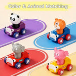 AugToy Press to Go Cars Toys for Baby Infant Toddlers Toys | Animal Racing Cars Toys, Push Go Cars Toys for Baby Boys Girls Easter Christmas Birthday Gifts