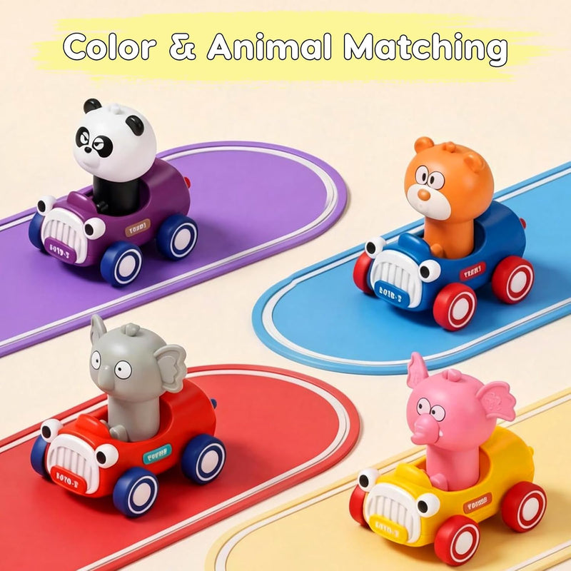 AugToy Press to Go Cars Toys for Baby Infant Toddlers Toys | Animal Racing Cars Toys, Push Go Cars Toys for Baby Boys Girls Easter Christmas Birthday Gifts