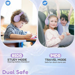 Acer Kids Bluetooth Headphones, 85/94dB Volume Limited, 60H Playtime, Bluetooth 6.0, Lightweight Over-Ear Wireless Headphones for Kids, Toddler Headphones with Built-in Mic, Purple-Green