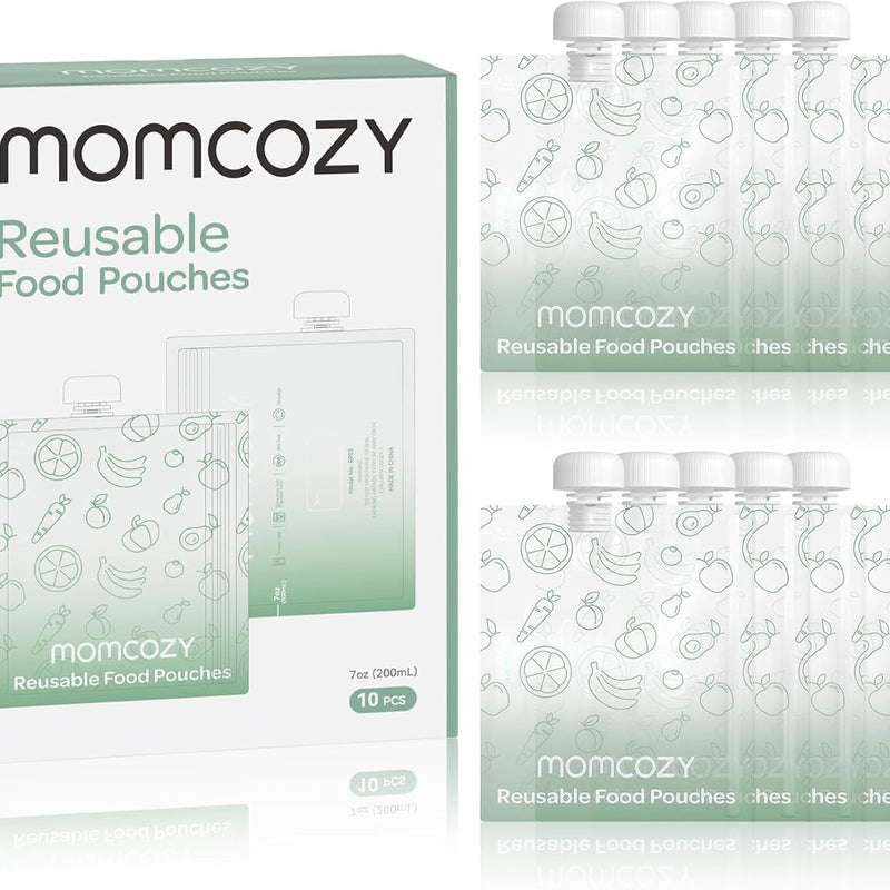 Momcozy Reusable Baby Food Pouches for Toddlers,BPA Free Plastic,Food Safe,Freezer Safe,Refillable for Applesauce Yogurt & Puree Squeeze Pouch,10 packs,5oz