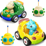 Kidz do 2 Pack Dinosaur Remote Control Cars for Kids 2-5 Years Old with Music and Light Features