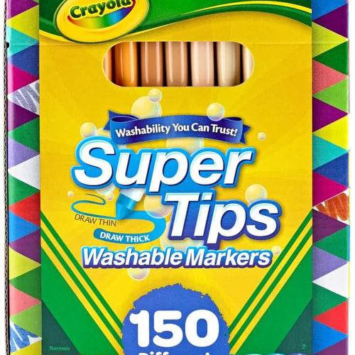 Crayola Super Tips Marker Set (150ct), Teacher Classroom Must Haves, Homeschool Supplies, 2-in-1 Fine Point & Broad Line Markers for Kids, 3+