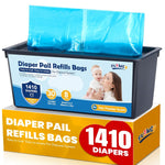 FURWEY Diaper Pail Refill Bags, 2-Pack (60 Bags), 30 Bags Per Refill | Compatible with Genie Easy Roll Signature Diaper Pails, Holds Up to 4230 Newborn Diapers, 7 Layer Odor Barrier, Scented
