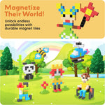 PicassoTiles 108pcs 1” Magnetic Puzzle Cubes Magnet Toys Preschool Construction Building Block Set Sensory Toy Early Education STEM Learning Come with Ideabook for Children Age 3+ Boy Girl PMC108