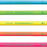 Ticonderoga Wood-Cased Pencils, Pre-Sharpened, #2 HB Soft, Neon Colors, 18 Count