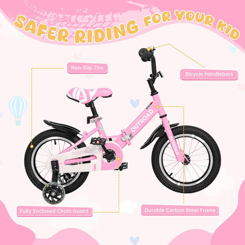 14/16/18 Inch Kids Bike for Boys and Girls with Training Wheels and Dual Handbrakes