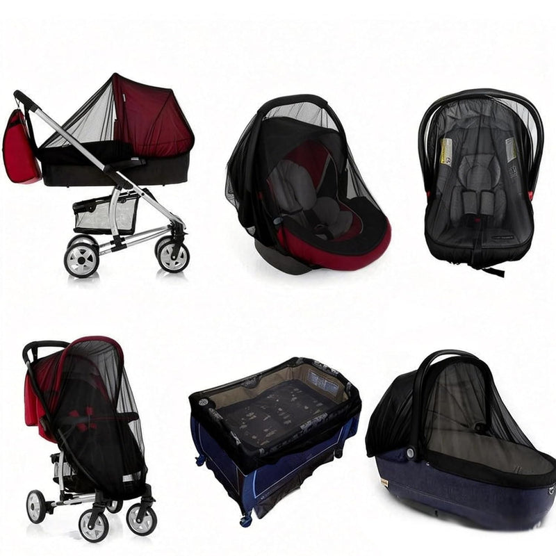 Sysmie 2 Pack Baby Stroller Mosquito Net, Durable Mesh Protection, Black | Universal Fit Bassinets, Cradles, Playards, Pack N Plays & Portable Mini Cribs, Summer Essential for Infant Travel, Camping