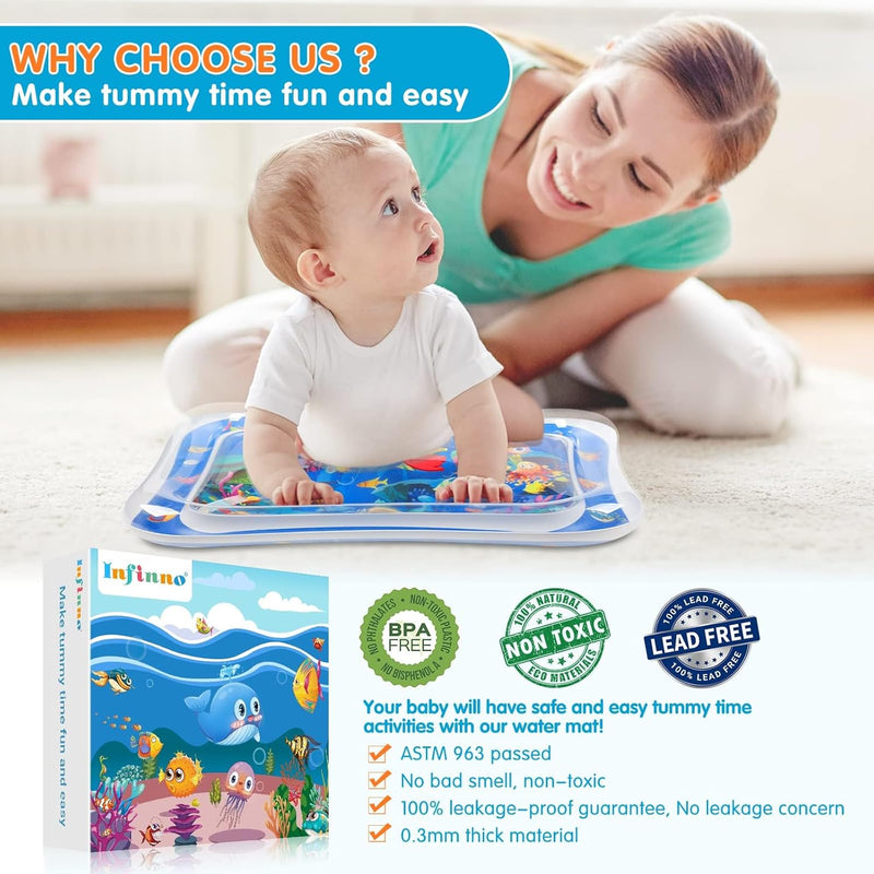 Infinno Premium Baby Water Play Mat for Infants and Toddlers, 3 to 24 Months, Strengthens Muscles, Portable