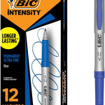 BIC Intensity Retractable Permanent Markers, Fine Bullet Tip, Black, 12-Count Pack, Permanent Markers for Teachers and Office Supplies