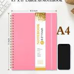 Spiral Notebook Journal 8.5” x 11”, A4 Large Pink Notebooks for Women Men, College Ruled Lined Journal, 100 GSM Paper, Plastic Hardcover Spiral Bound Journals for Work School Note Taking Business