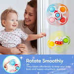 ALASOU 3PCS Pop Suction Cup Spinner Sensory Airplane Travel Toys for 1 Year Old Boy Girl Infant Toddlers|Novelty Spinning Tops 12 18 Months|1 2 Year Old Boy Birthday Gift|Baby Bath Toy Kids Ages 1-3