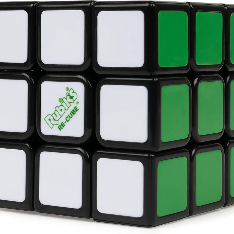 Rubik's Re-Cube 3x3 Cube Made with 100% Recycled Plastic, Color-Matching Puzzle for Ages 8 & Up