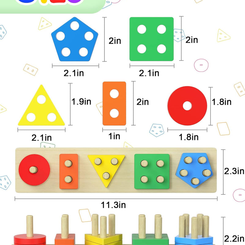 Montessori Toys for 1-3 Year Olds: Wooden Sensory Puzzles, Fine Motor Skills, Learning Activities