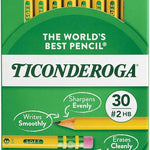 Ticonderoga Wood-Cased Pencils, Pre-Sharpened, 2 HB Soft, Yellow, 30 Count, 6 Packs/180 Count Total