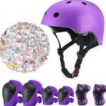 Kids Bike Helmet Set, CPSC Certified, Adjustable Black Helmet, Knee Elbow Wrist Pads Guards, Toddler Head Protection