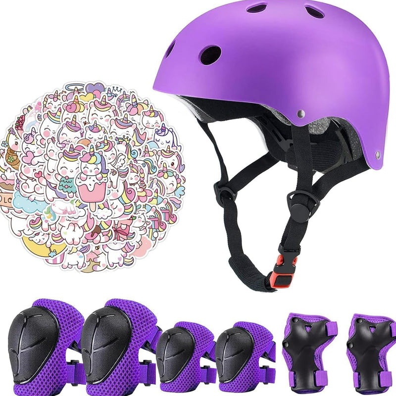 Kids Bike Helmet Set, CPSC Certified, Adjustable Black Helmet, Knee Elbow Wrist Pads Guards, Toddler Head Protection