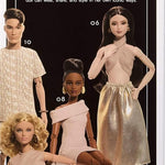 Barbie Basics Model Collector Fashion Doll 06 with Brunette Hair, Shimmery Golden Skirt & Halter, Universal-fit Fashions, Posable Body