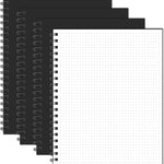 Lined Spiral Notebook A4 Large Black Journal 8.5" x 11"-4 Pack 7mm College Ruled Hardcover Notebooks 160 Pages 100GSM Thick Paper for Note Taking School Office Supplies