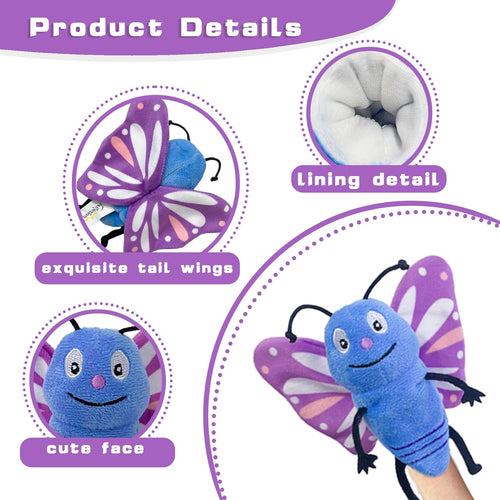 6-Piece Insect Finger Puppet Set for Kids & Toddlers, Soft Fabric Mini Hand Puppets, Realistic Animal Characters for Engaging Role-Playing & Interactive Storytelling Activities.