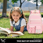 DIGOBAY Backpack for Girls, 3PCS Girls Backpack for School with Lunch Bag Pencil Case, Cute Kids Teens Bookbag for Kindergarten Elementary Preschool Middle School (Pink)