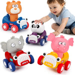 AugToy Press to Go Cars Toys for Baby Infant Toddlers Toys | Animal Racing Cars Toys, Push Go Cars Toys for Baby Boys Girls Easter Christmas Birthday Gifts
