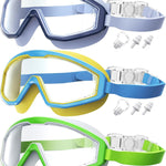 Kids Goggles Age 4-16, Anti-Fog UV 180°Clear View Kids Swim Goggles, 3 Pack Swimming Goggles Waterproof Pool Goggles