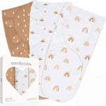 Comfy Cubs Easy Swaddle Blanket, 3 Pk S Velcro Swaddle Blush Mauve Mulberry | 100% Cotton Newborn Wrap for 0-3 Months Infants, with Adjustable Velcro, Breathable and Durable Sleep Sack for Babies