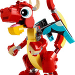 LEGO Creator 3 in 1 Red Dragon Toy, Builds into Fish and Phoenix, Ages 6 and Up, 31145