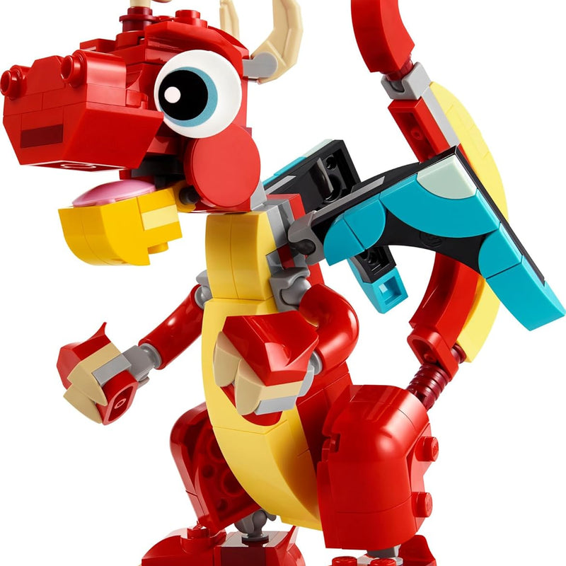 LEGO Creator 3 in 1 Red Dragon Toy, Builds into Fish and Phoenix, Ages 6 and Up, 31145