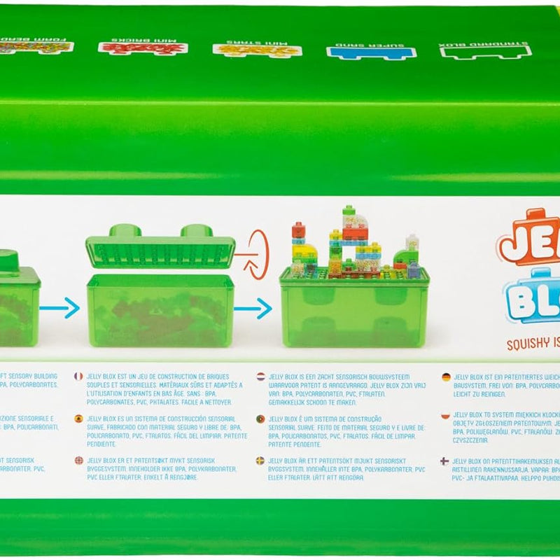 Jelly Blox Stash 'N Stack 2-in-1 Storage Case with 30 Blocks for Toddler Sensory Play Toy Ages 2+