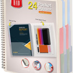 H4D 12 Pocket Poly Project Organizer, Spiral Multi Pocket Folder Organizer, Multi-Subject Folder Notebook, Letter Size