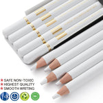 MARKART Professional White Charcoal Pencils Set, 5 Pieces Sketch Highlight Charcoal Pencils for Drawing, Sketching, Shading, Blending, White Chalk Pencils for Beginners & Artists