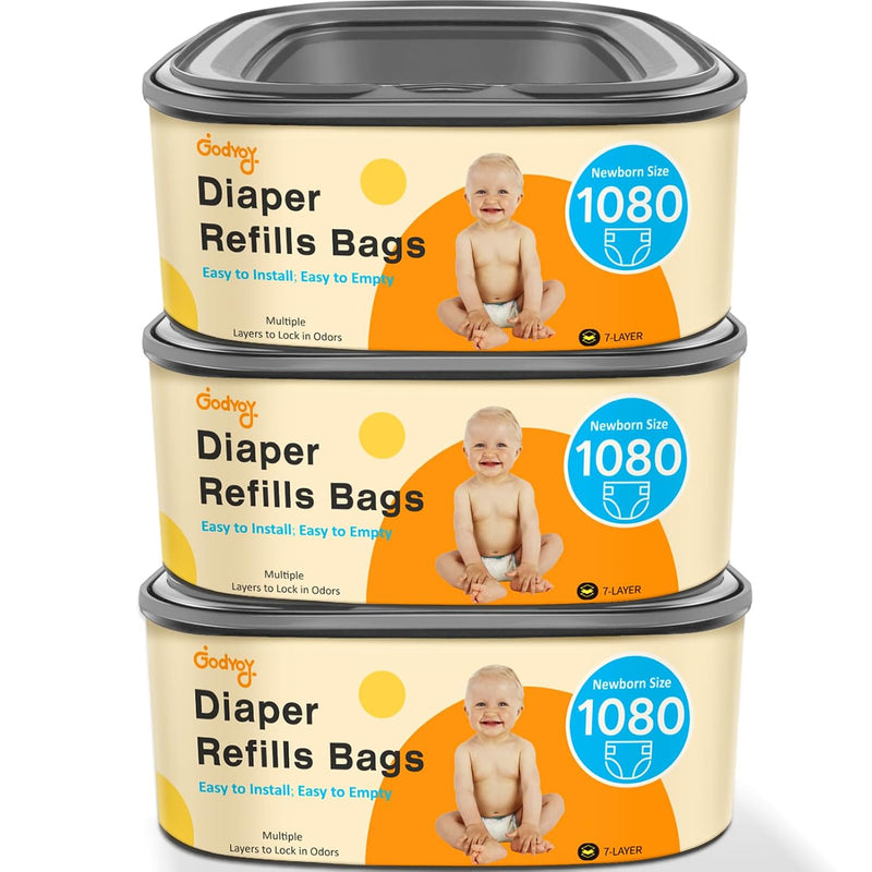 Jumbo Square Diaper Bags Fits Diaper Genie Classic,Compact,Select | Diaper Pail Refill Bags Holds up to 1080 Newborn-Sized Diapers, Odor Control & Durable Disposal Refill, Plant Scented 2 Pack